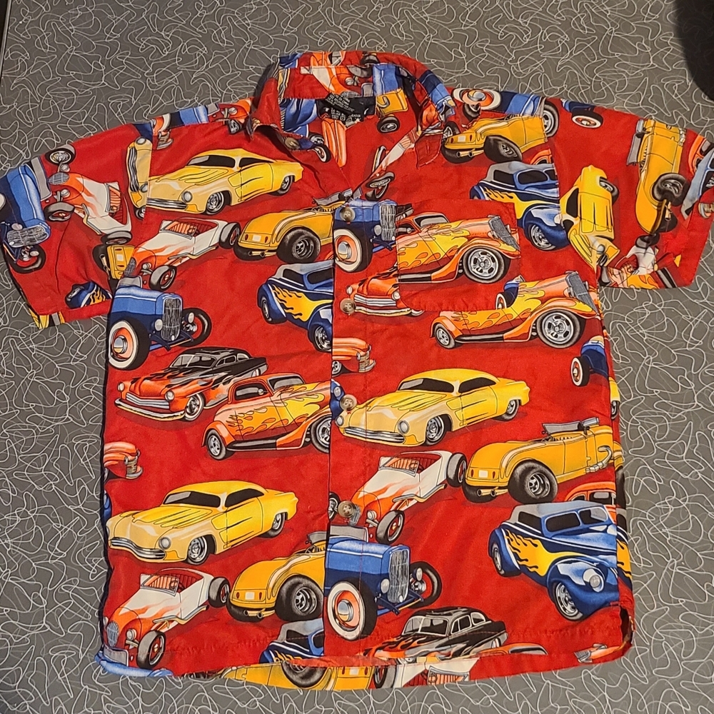 Boys Hotrod Car button up Shirt
